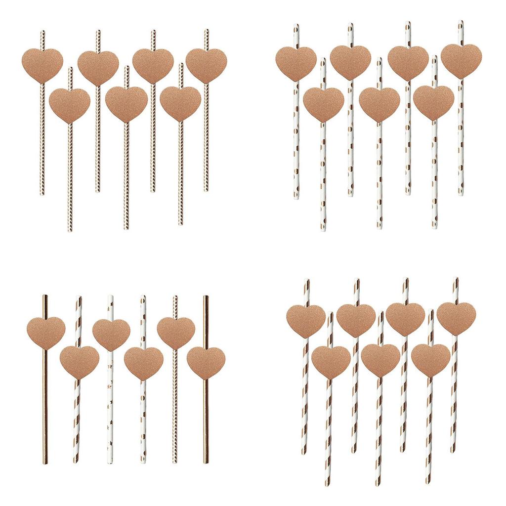 Degradable Heart Party Straws For Weddings And Celebrations With Creative Dessert Decor