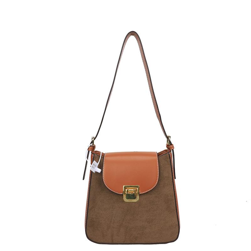 Korean version trendy fashion casual commuter women's shoulder bag European and American retro messenger bag color matching PU small square bag