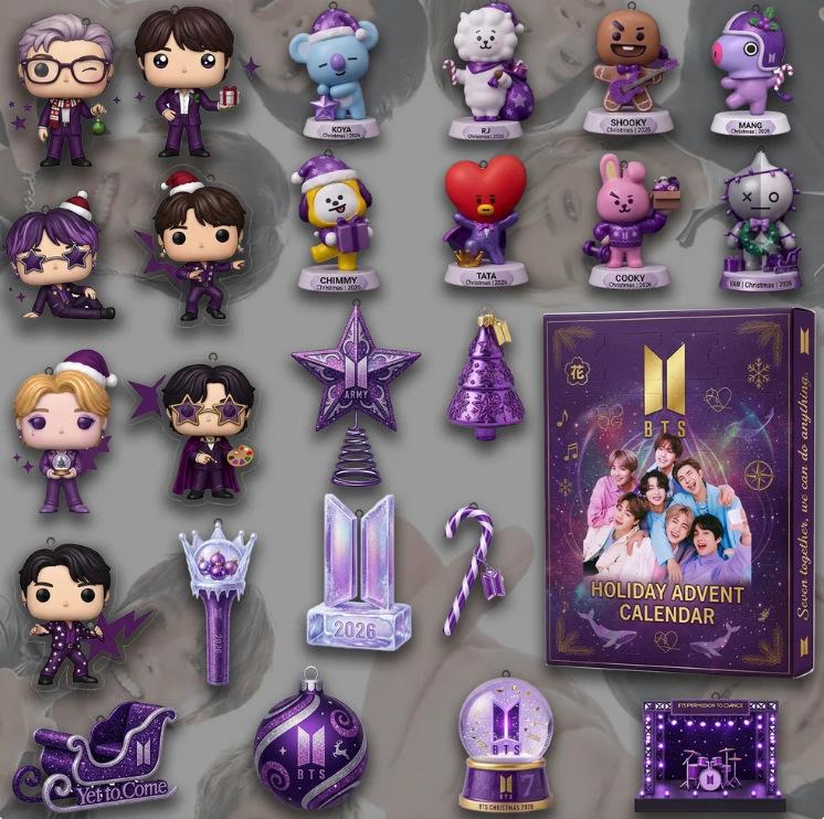 Calendario dell'Avvento KPOP, Scatola Cieca di Natale da 24 Giorni con Mini Figure di Idol, Ornamenti Artigianali da Collezione per Fan K-Pop