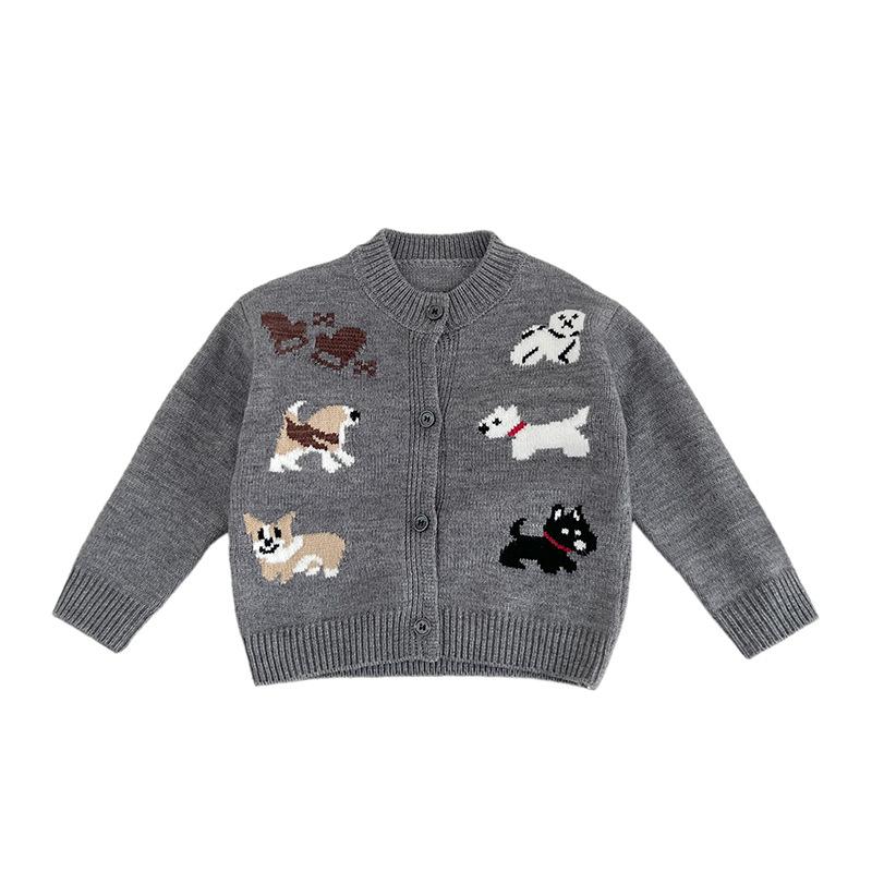 Boys Spring And Autumn Sweater New Baby Girl Cartoon Puppy Knitted Cardigan Jacket