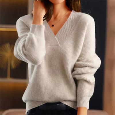 Women's Autumn and Winter V-neck Solid Colour Knitwear Tops Multicoloured Bottoming Shirt Pullover Sweater