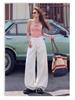 Damen Off-White Jeans mit weitem Bein: Modische, alterslos wirkende lockere Passform für Frühjahr/Sommer Freizeitkleidung