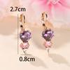 Brincos Pendentes de Coração de Zircônia Roxa da Moda para Mulheres Brincos Pendentes de Argola Cor Ouro Joias para Festa de Casamento Presente
