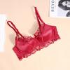 French sexy underwear spring thin women's gathering women's bra lace bra anti-sagging breathable large breasts