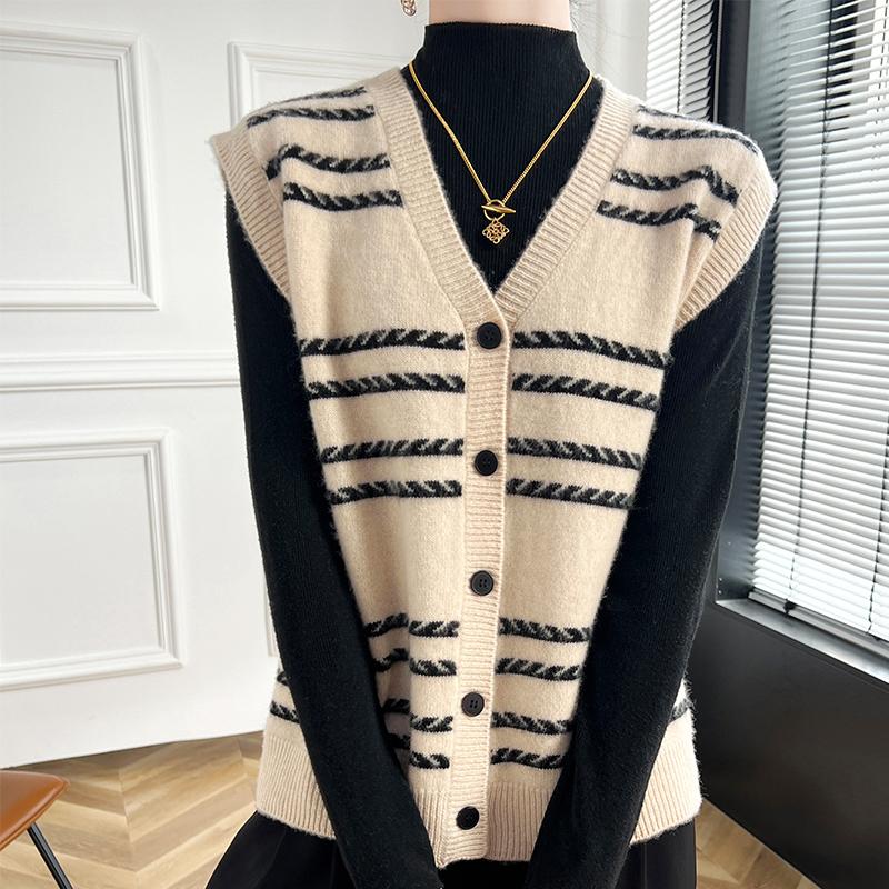 Dámská kašmírová vesta Qinghe kašmír 30% kašmír 70% vlna podzimní a zimní kašmírová vesta měkká a teplá