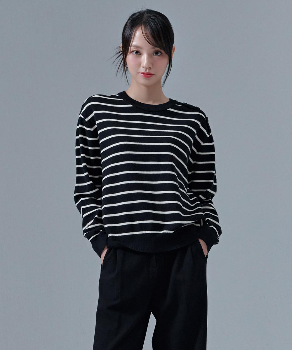 Chase Cult Women S Button-Detail Striped Sweater-Cfrg5271D03 Black/90