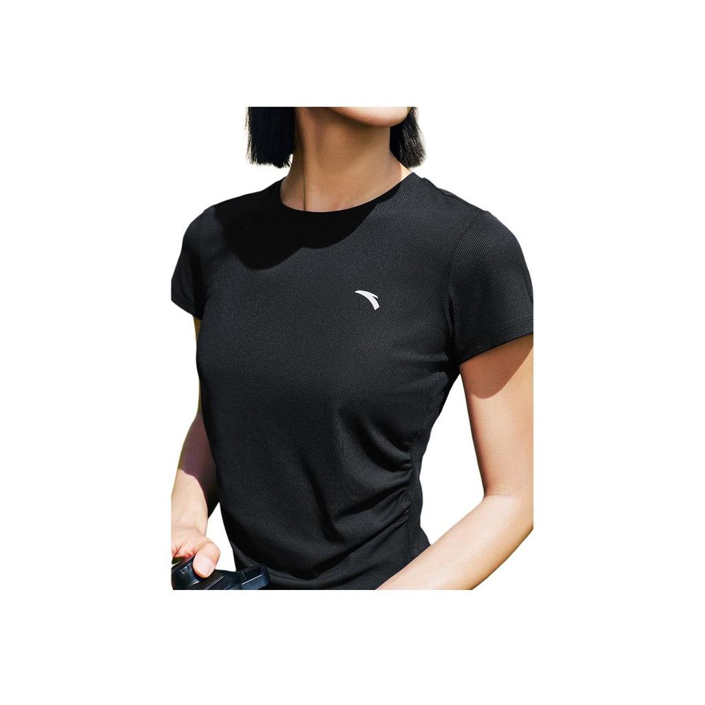 Anta Training Series Solid Color Breathable Versatile Short Sleeve T-Shirt Women T-Shirts Black 962527106-3