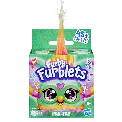 Furby Fur Bullets Party Mini Friend Over 45 Sounds, Furby Language, Electric Plush Toy, Ages 6+, Multicolor G0400 Genuine Product