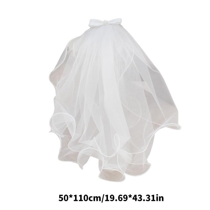 Bowknot Veil for Bride Bridesmaids Wedding Ceremony Veil Wedding Dress Headpiece for Bachelorette Party Bridal Shower