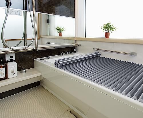 Topre Easy Wave Bathtub Lid, Shutter Type, 75 x 150 cm, Metallic Gray, Antibacterial, L15