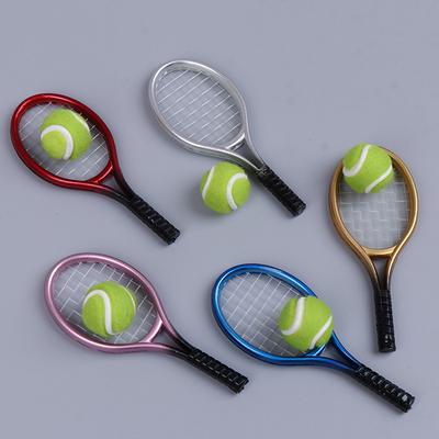 1:6 1:12 Dollhouse Miniature 1Pc Tennis Racket + 1Pc Ball Dolls Accessories