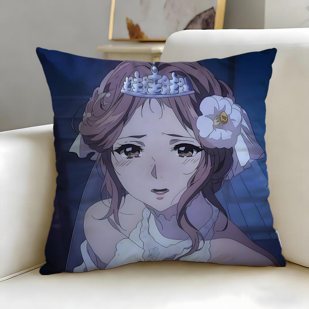 classic anime Violet Evergarden Cushion Cover Soft  EasyWash Pillow Case  Versatile for Couch Bed Travel and Office