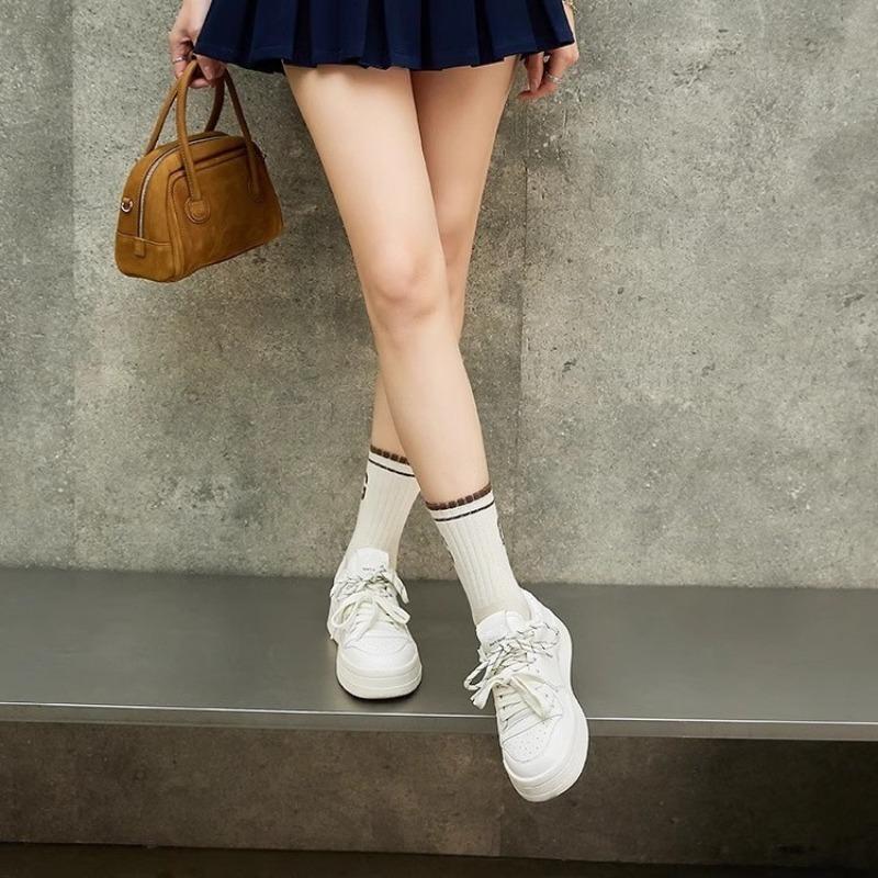 Cowhide version of little white shoes women's spring new thick-soled versatile casual board shoes lightweight sports shoes student