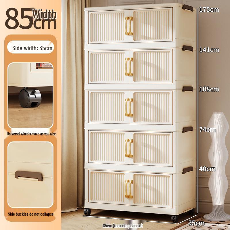 No-Install Multi-Layer Storage Cabinet for Baby & Kids - Folding Plastic Wardrobe & Snack Shelf
