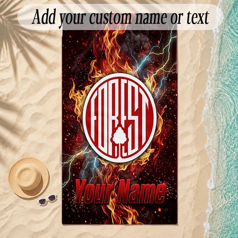 Beach TowelNottingham Forest FC Custom Name Text Personalized Soft Towel for Beach Pool Indoor Home Decor Gift