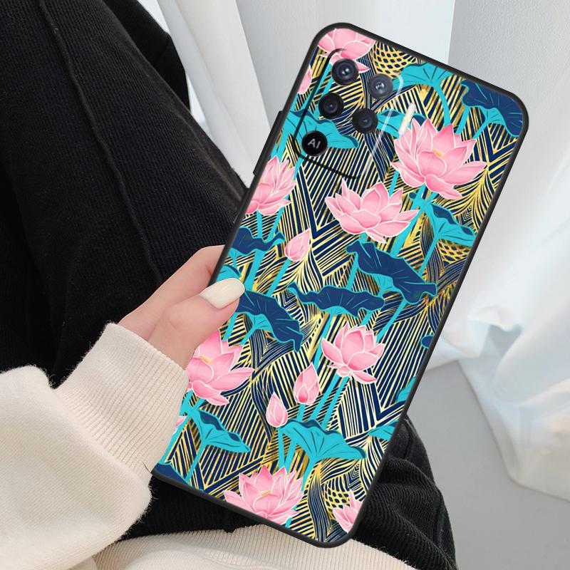 Lotus Flower Case For Oppo A18 A38 A58 A78 A98 A80 A60 A40 A96 A76 A16 A94 A74 A54 A15 A17 A57 A77 A5 Pro
