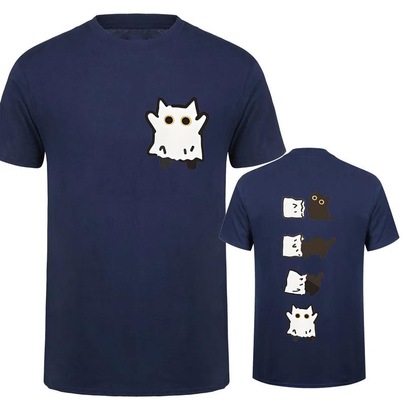 Summer T-shirts Streetwear Boo Black Cat Graphics Printed Tees for Women Men Clothing Horror Spooky Season Tops T Shirt Unisex