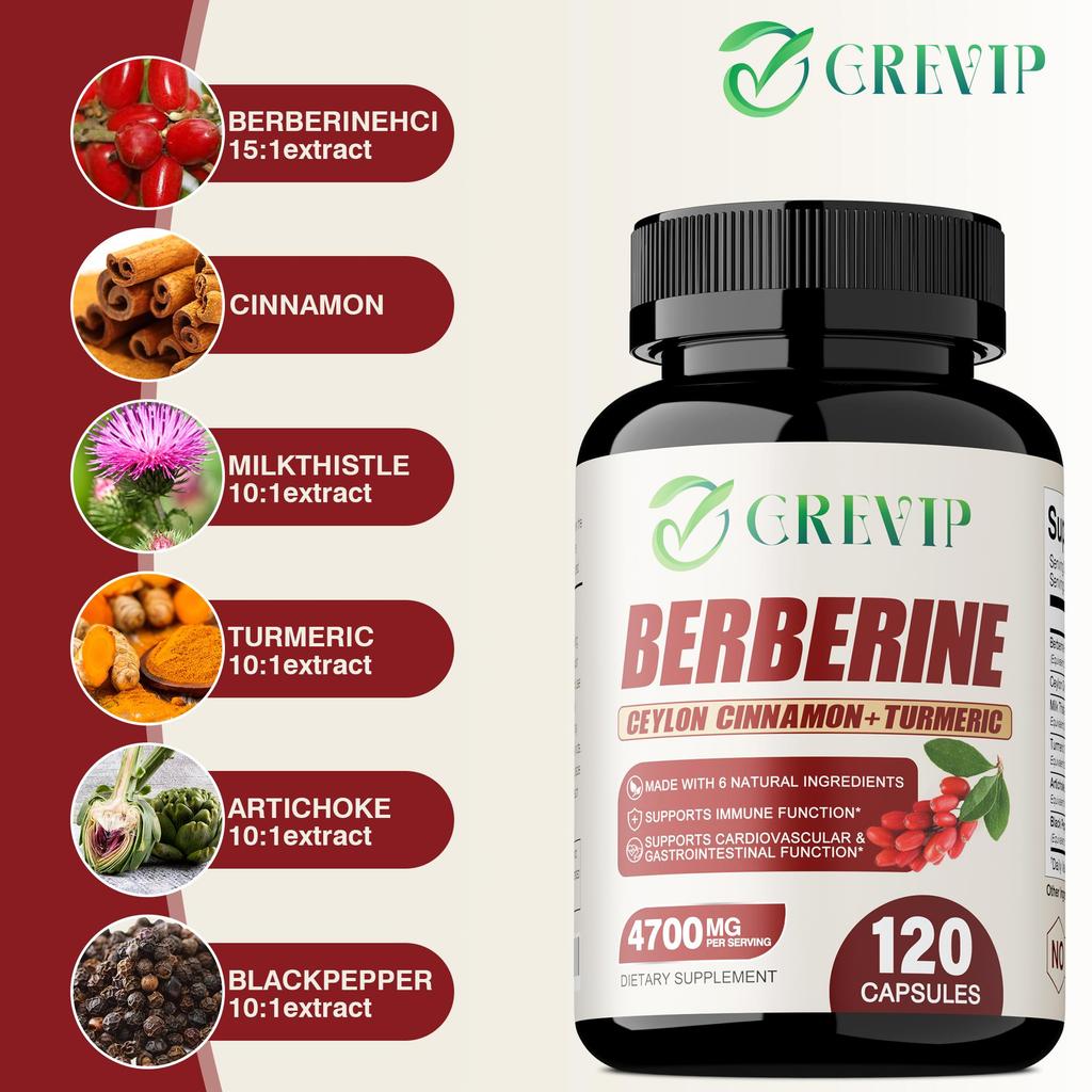 Berberine HCI 4700mg - Ceylon Cinnamon, Healthy Cholesterol, Metabolism & Health