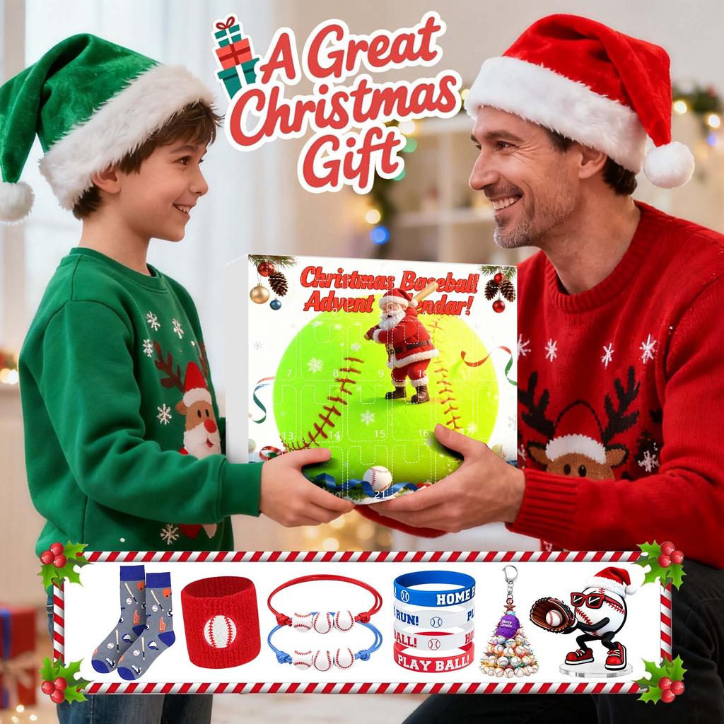 23d Christmas Advent Calendar, Baseball Toys For Kids And Teens, Surprise Gift Boxes For Boys, Girls, And Teens, Baseball Accessories And Decorations