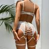 Fun Lingerie Mesh Perspective Strap Hollowed Out Three Piece Set