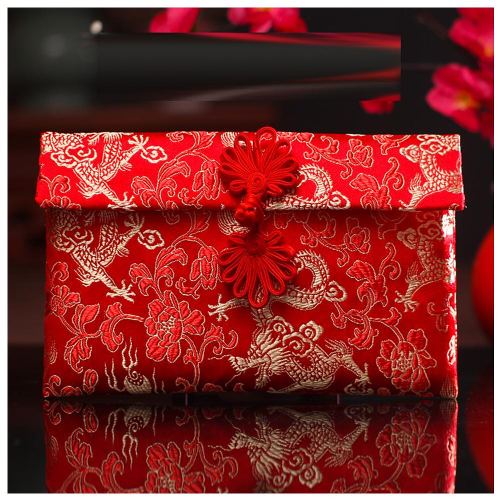 Chinese Brocade Red Envelope Bag Spring Festival Luck Red Packets Bag 2026 New Year Decoration For Chinese Wedding Birthday