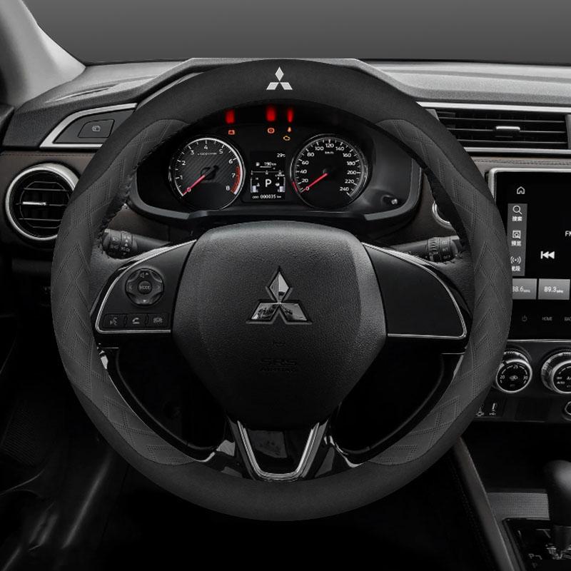 For Mitsubishi Outlander Pajero Asx Colt Lancer Delica Evolution L200 Triton RALLIART Anti-slip Car Suede Steering Wheel Cover