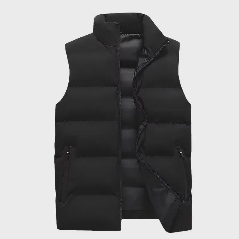 Unisexová ležérní bavlněná vesta v korejském stylu - Jednobarevná, hřejivá, bez rukávů, volného střihu na podzim a zimu.