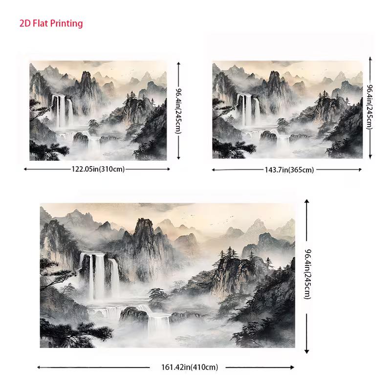 2D Chinese Ink Mountain Backdrop for Traditional & Zen Themed Photoshoot