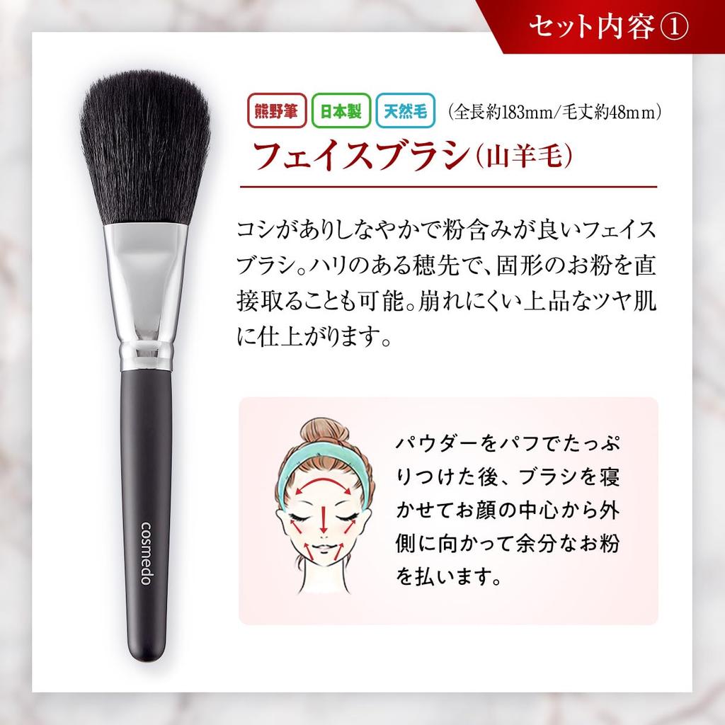 Takumi no Makeup Brush Cosmedo Kumano Brush Makeup Brush Set Starter Set Plus Makeup Brushes with Brush Black (5 Case) S505-C04K