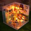 DIY Wooden Miniature Model Kit Convenience Stores Casa 3D Puzzle Doll Houses With Furniture Lights for Friends Birthday Gifts