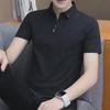 Harajuku 2024 New Men's Summer Solid Color Polo Shirt - Five-Point Sleeve, Trendy Japanese Youth Style