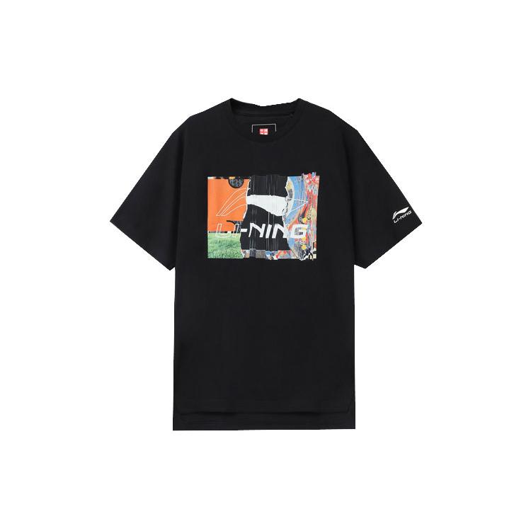 Li Ning T Shirts Men's Black Crew Neck Moderate Straight Fit AHSR915-3