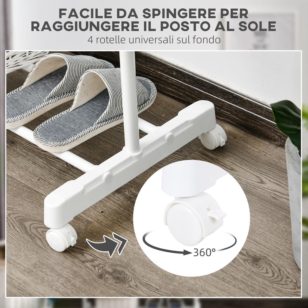 Adjustable-Height Coat Rack with Storage Base and 4 Wheels, 68.5x42x87-145cm