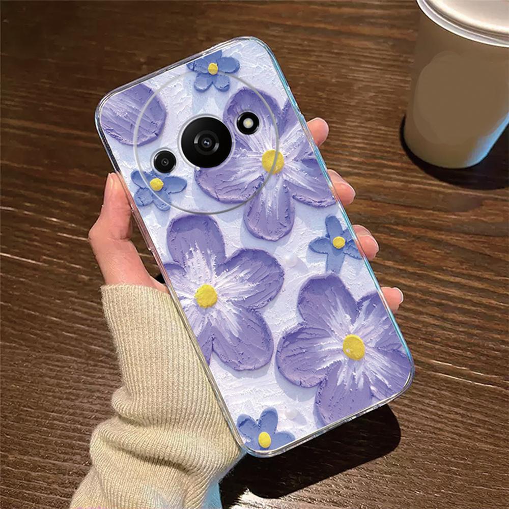 Rose Flower Oil Painting Pearl Phone Case Transparent Clear For Xiaomi Redmi A3 A1 A2 Plus A5 A3X Cover Silicone RedmiA3 6.71"