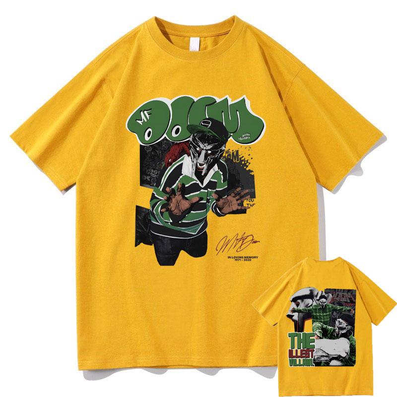 Rapper Mf Doom Madvillainy The Illest Villains Double Sided Print Tshirt Men Fashion Oversized Tshirt Male Hip Hop Trend Tees