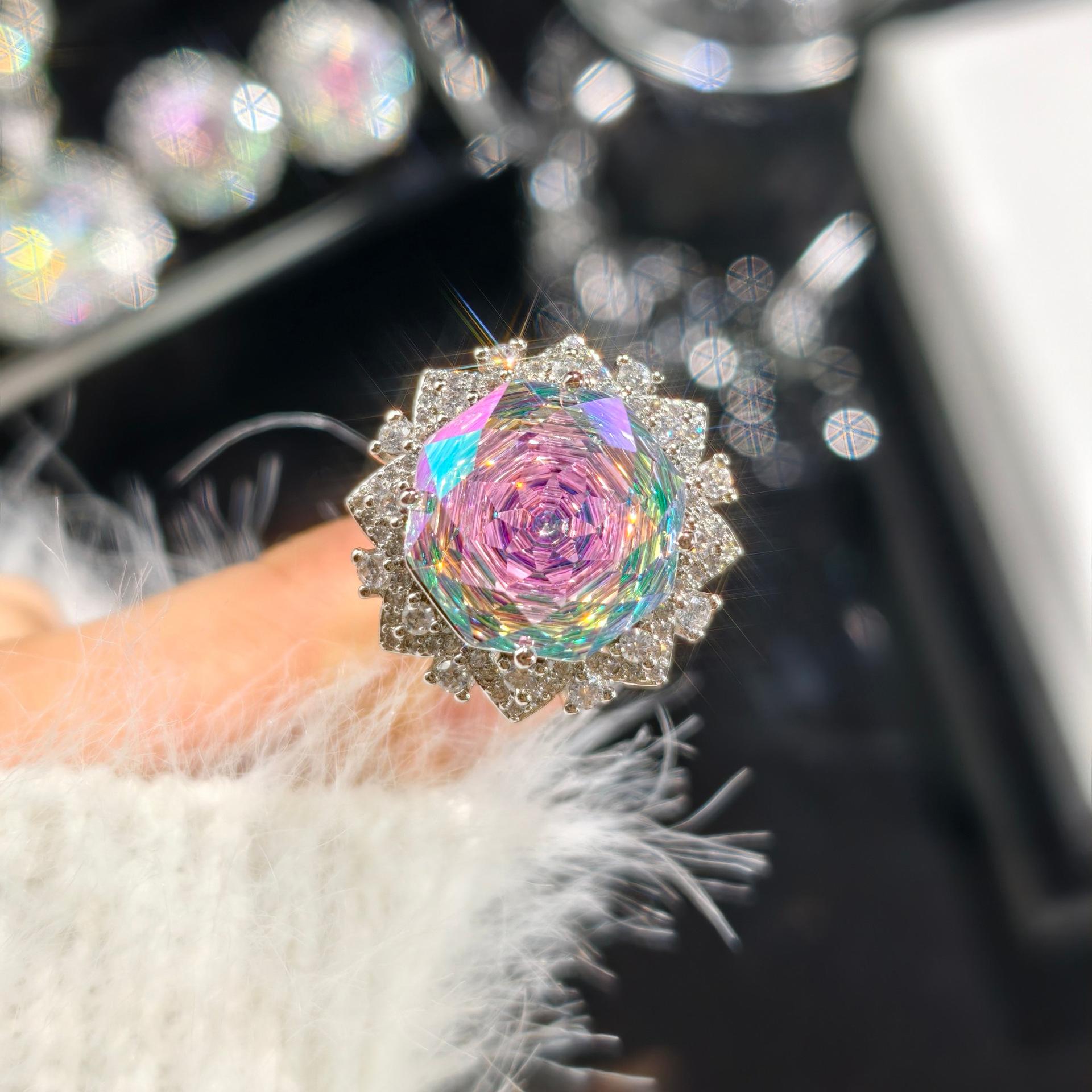 Сверкающий многоцветный набор украшений из кубического циркония: кольцо, серьги, ожерелье. Изысканный, элегантный цвет. Свадебные наборы украшений для женщин.