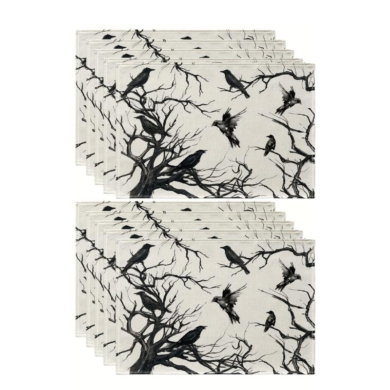 

Crow Table Mats for Halloween Party Halloween Crow Table Placemats Accessories for Enhancing Festival Mood 1