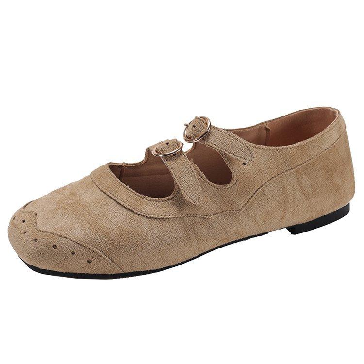 Sheepskin Version~ Genuine Leather Retro Round Head Shallow Mouth Single Shoes Women's French Ballet Shoes with Skirt Mary Jane Shoes