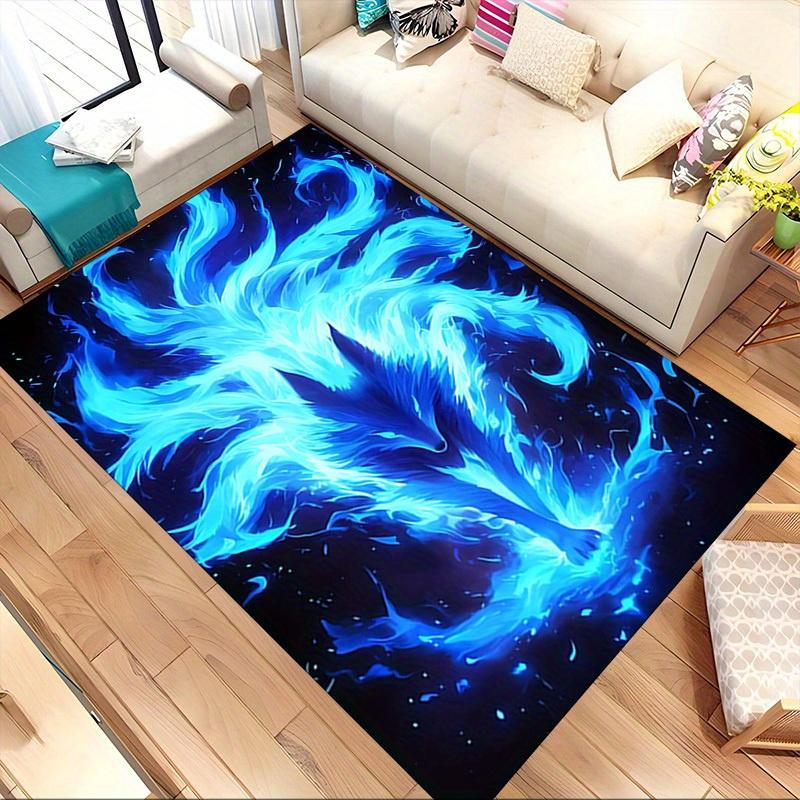 1pc Flame Fox Themed Rug for Home Decor, Non-slip Office Carpet, Chair Mat, Outdoor Mat, Christmas and Halloween Gifts-0731032