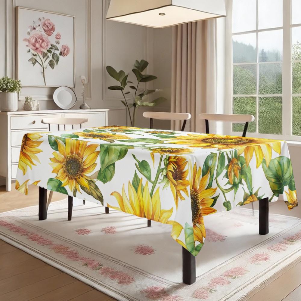 Sunflower Pattern Rectangle Table Cloth for Table Decor Kitchen Dining Waterproof Reusable Tablecloth for Table Indoor Picnic