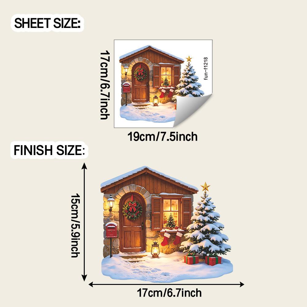 Painted Christmas Bow Bell Window Sticker Self Adhesive Outdoor Balcony Glass Decor