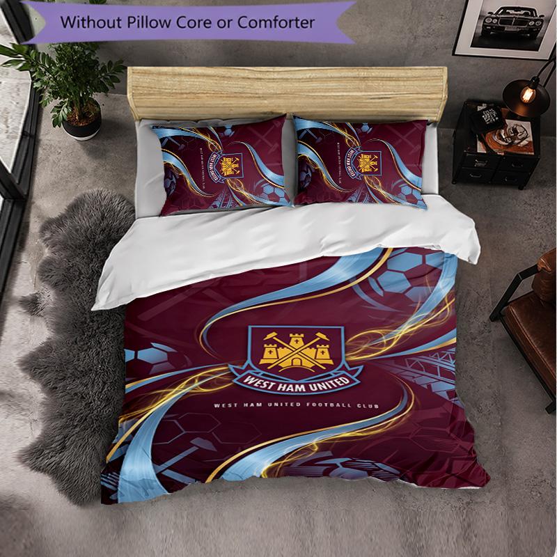 West Ham United Calcio Set Biancheria da Letto 3 Pezzi Morbido Set Copripiumino con Federe Set Decorazione Camera da Letto per la Casa