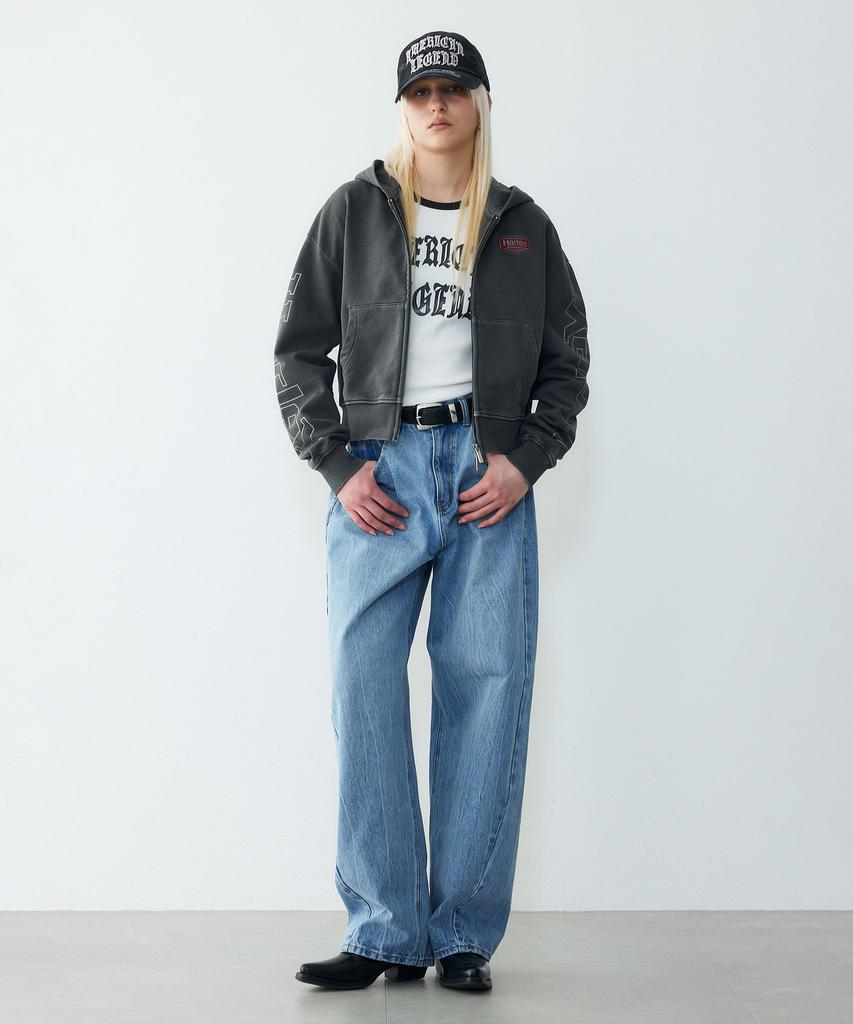 [Women] Pigment Crop Hooded Zip-Up Dark Gray_Hh26109001