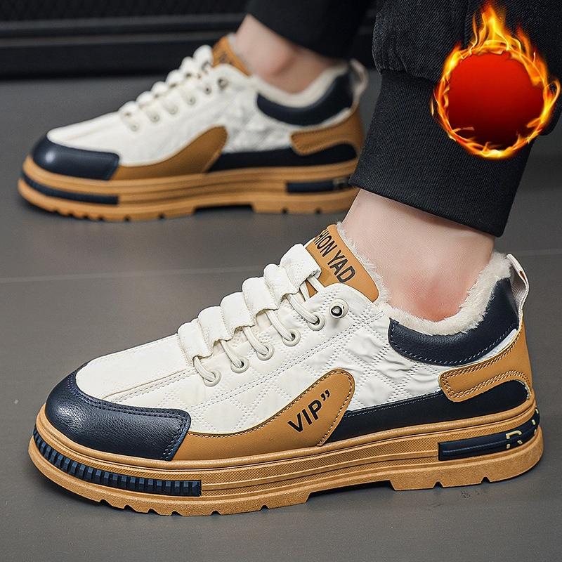 Winter Large Size Warm Men's Shoes Padded Low Top Work Boots Men's Casual Tide Shoes Sneakers Sports Cotton Shoes Comfortable Versatile Shoes