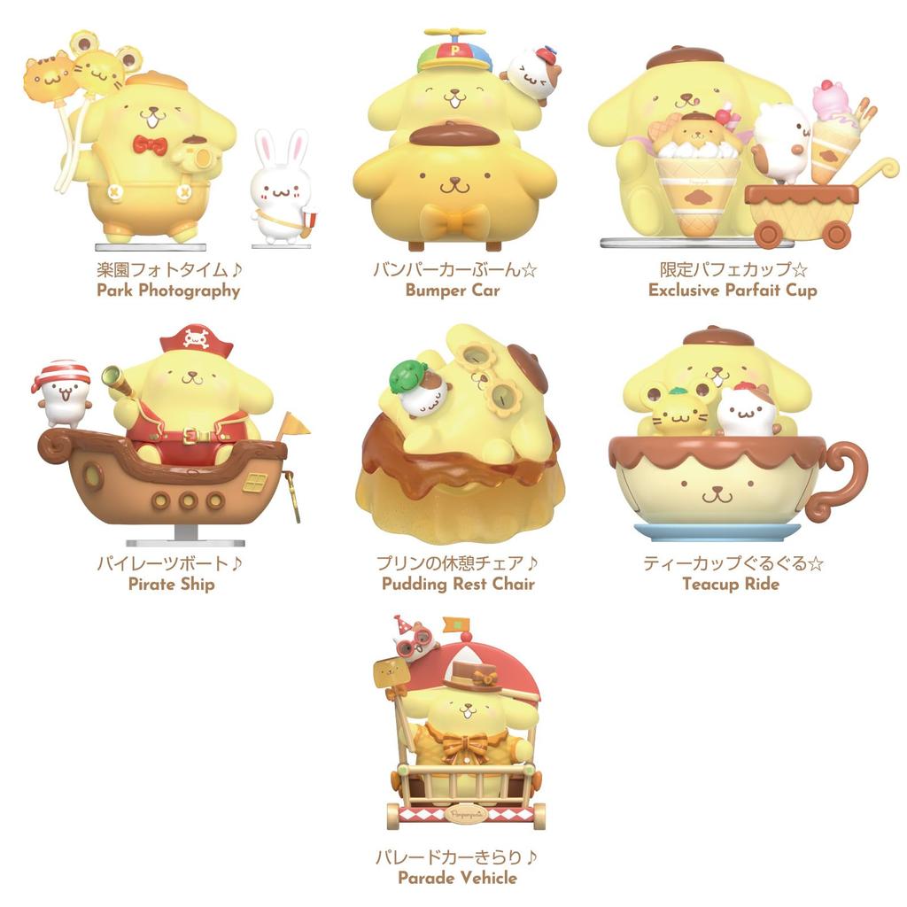 TOP TOY Sanrio Characters Pompompurin Amusement Park Series Gachapon Blind Box Figure Soft Vinyl PVC Present Birthday Gift Pompompurin Character