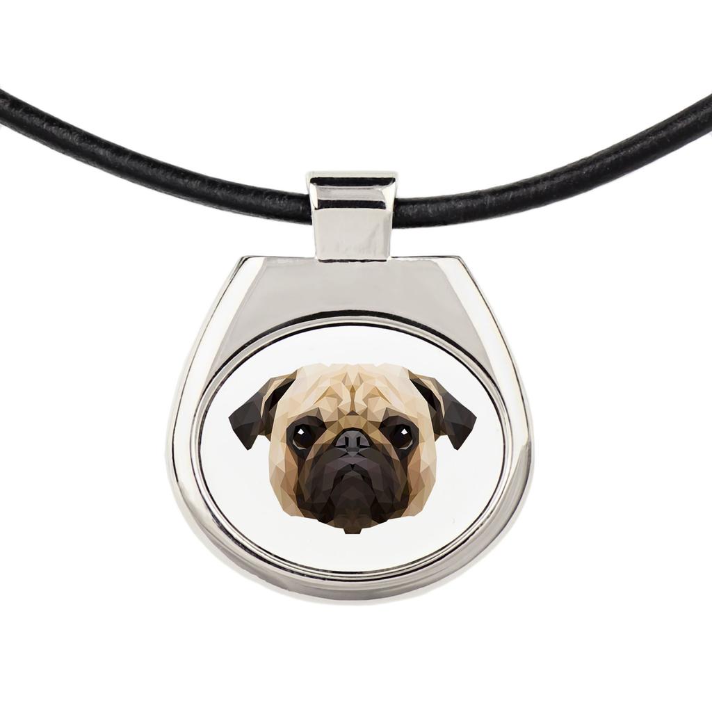 Pug – Necklace with a geometric design and the inscription "Art-Dog" | Art-Dog