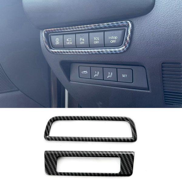 2 pcs Carbon Fiber Grain ABS Headlight Switch Cover for Car Interiors