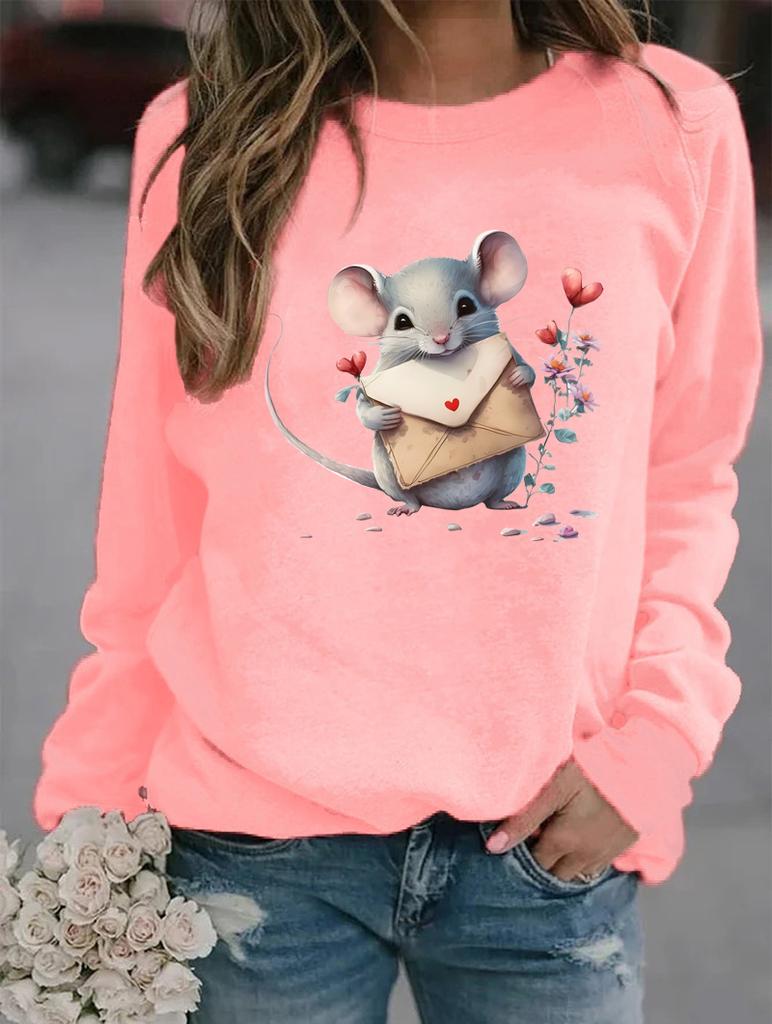 Winter Women's Fashionable Round Neck Sweatshirt with Multiple Trendy Patterns