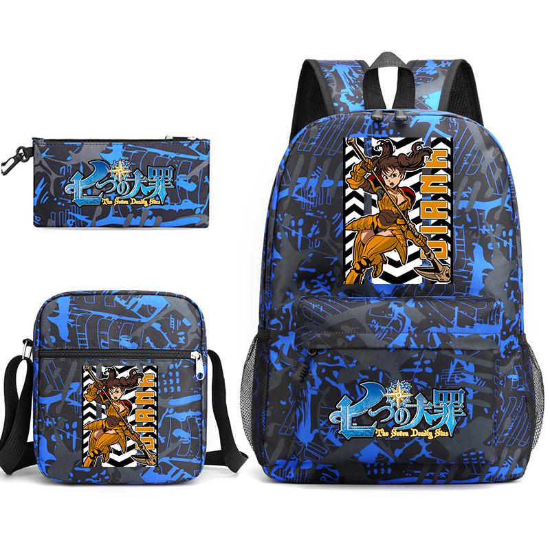 Anime The Seven Deadly Sins School Backpack Set with Shoulder Bag Pencil Case for Kids Teens Daily Bookbag