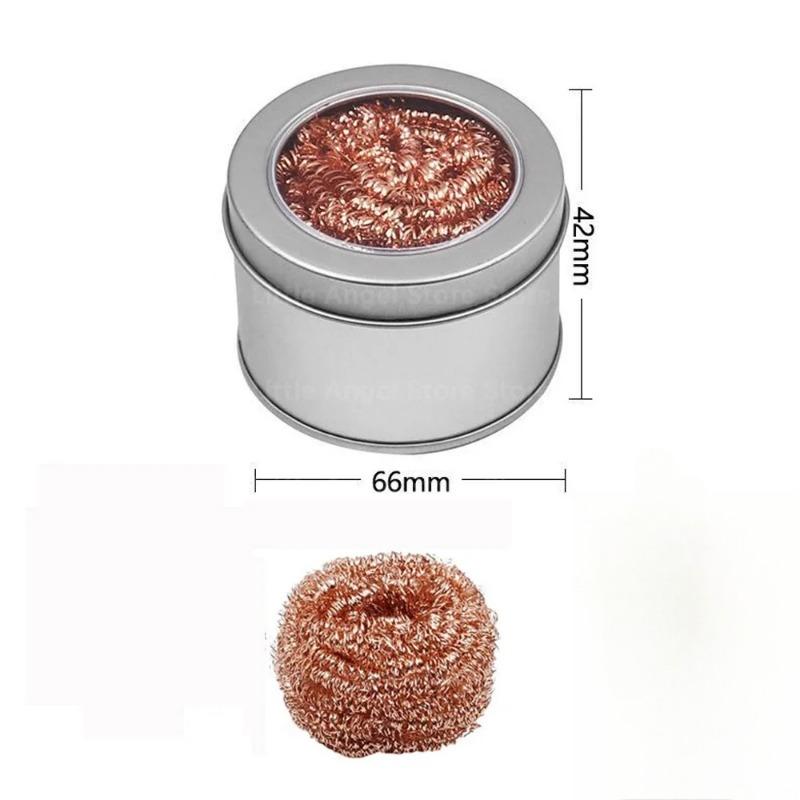 Desoldering Cleaning Ball Soldering Iron Mesh Filter Cleaning Nozzle Tip Copper Wire Cleaner Ball Metal Dross Box Clean Ball